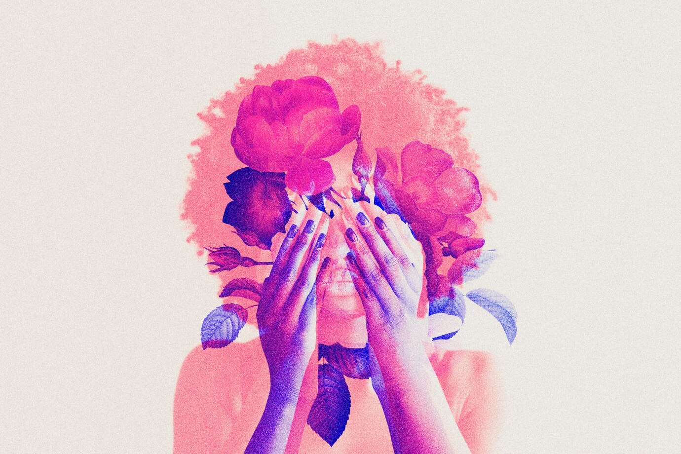 Woman Double Color Exposure Remixed Media 53876 126827